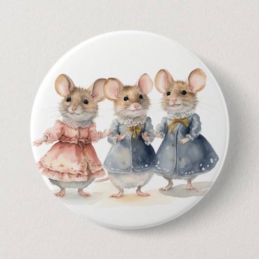 Notenkraker Ballet Muizen Ronde Button 7,6 Cm (Voorkant)