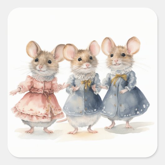Notenkraker Ballet Muizen  Vierkante Sticker (Voorkant)