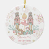 Notenkraker Ballet Roze 1e Kerst Baby Foto Keramisch Ornament (Voorkant)