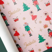 Notenkraker Ballet Roze Aangepaste Naam Kerstmis Cadeaupapier