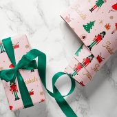 Notenkraker Ballet Roze Aangepaste Naam Kerstmis Cadeaupapier