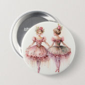 Notenkraker Ballet, Rozenknopjes Ronde Button 7,6 Cm (Voorkant /achterkant)
