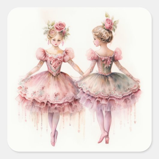 Notenkraker Ballet, Rozenknopjes Vierkante Sticker (Voorkant)
