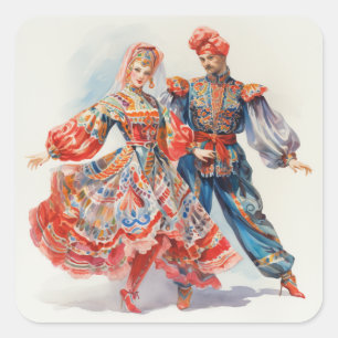 Notenkraker Ballet, Russische Dansers Vierkante Sticker