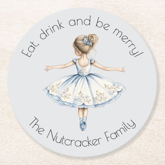 Notenkraker Ballet Sugar Plum Fairy Christmas Ronde Kartonnen Onderzetter (Voorkant)
