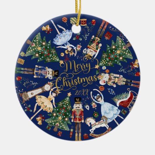 Notenkraker Ballet  Vrolijk Kerstfoto Keramisch Ornament (Voorkant)