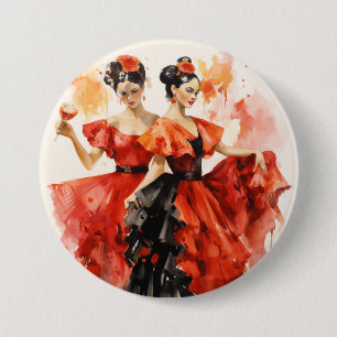 Notenkraker Ballet, vurige Spaanse Dansers in het Ronde Button 7,6 Cm
