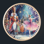 Notenkraker Ballet Waterverf Kerstballerina<br><div class="desc">Notenkraker Ballet Waterverf Christmas Ballerina Festive Holiday Wall Clocks beschikt over een traditioneel kerstballet met een ballerina en notenkraker. Perfect voor kerstcadeaus,  kerstdecoratie en feestjes en meer. Creëer door Evco Studio www.zazzle.com/store/evcostudio</div>