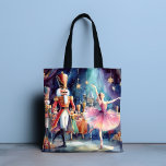 Notenkraker Ballet Waterverf Kerstballerina Tote Bag<br><div class="desc">Notenkraker Ballet Waterverf Christmas Ballerina Festive Holiday Canvas tas beschikt over een traditioneel kerstballet met een ballerina en notenkraker. Perfect voor kerstcadeaus,  kerstgunsten en feestjes en meer. Creëer door Evco Studio www.zazzle.com/store/evcostudio</div>