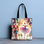 Notenkraker Ballet Waterverf Kerstballerina Tote Bag<br><div class="desc">Notenkraker Ballet Waterverf Christmas Ballerina Festive Holiday Canvas tassen beschikt over een traditioneel kerstballet met een ballerina en notenkraker. Perfect voor kerstcadeaus,  kerstdecoratie en feestjes en meer. Creëer door Evco Studio www.zazzle.com/store/evcostudio</div>