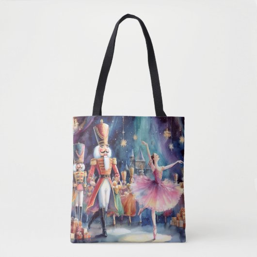 Notenkraker Ballet Waterverf Kerstballerina Tote Bag (Voorkant)
