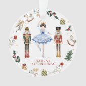 Notenkraker blauw goud ballerina eerste Kerstmis Ornament (voorkant)
