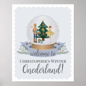 Notenkraker Blauw Winter Onederland verjaardag wel Poster (Voorkant)