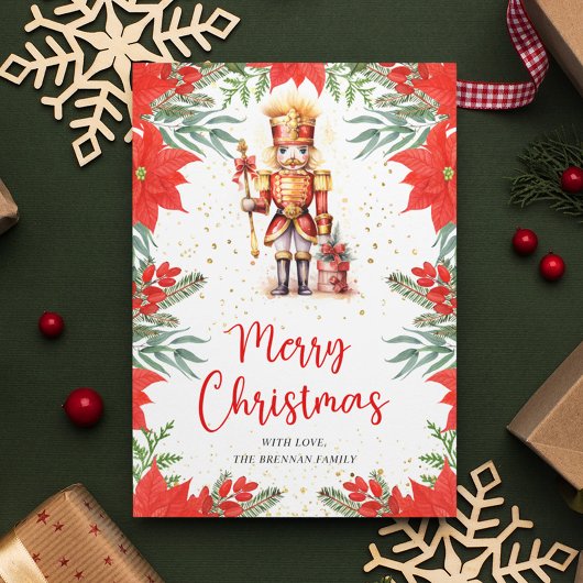Notenkraker Botanische Vrolijke Kerstmis Feestdagenkaart