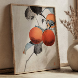 Notenkraker boven persimmonen door Ohara Koson Jap Poster