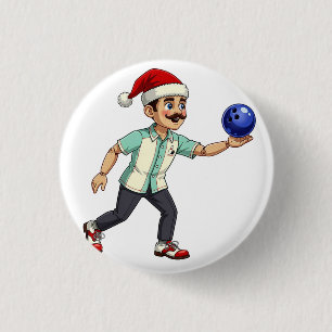 Notenkraker Bowling Kerst Sport Vakantie Kerstmis Ronde Button 3,2 Cm