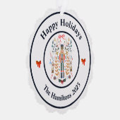 Notenkraker Bows Kerst Foto Ornament Kaart (Rechts)