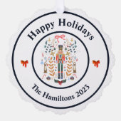 Notenkraker Bows Kerst Foto Ornament Kaart (Voorkant)