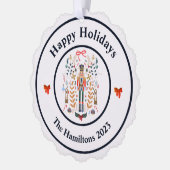 Notenkraker Bows Kerst Foto Ornament Kaart (Links)