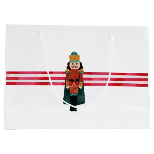 Notenkraker Candy Cane Kerstmis Vakantie Gift Bag Groot Cadeauzakje (Achterkant)