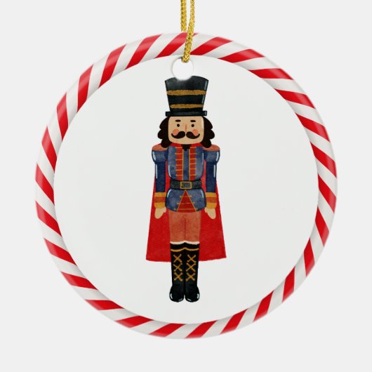 Notenkraker Candy Cane Red Theme Kerstboom Keramisch Ornament (Voorkant)