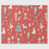 Notenkraker Christmas Dusty Red Cadeaupapier (Vlak)