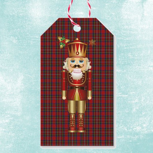 Notenkraker Christmas Gift Label op Scottish Plaid Cadeaulabel