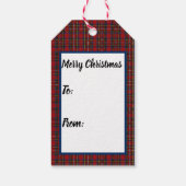 Notenkraker Christmas Gift Label op Scottish Plaid Cadeaulabel (Achterkant)