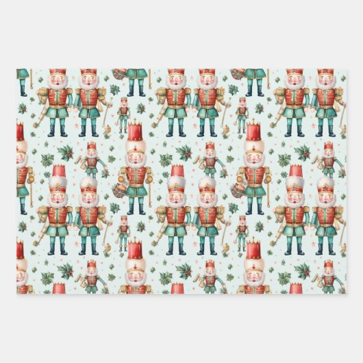 Notenkraker Christmas Greenery & Plaid Inpakpapier Vel (Voorkant)