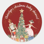 Notenkraker Christmas Party Baby shower Ronde Sticker (Voorkant)