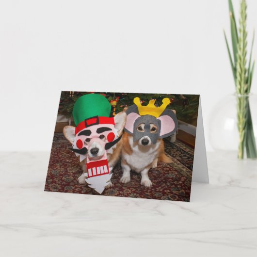 Notenkraker Corgi kerstkaart Kaart (Voorkant)