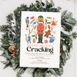 Notenkraker Cracking Kerstmis Kids Verjaardag Kaart<br><div class="desc">Deze schattige "let's get this party cracking" notenkraker kerstvakantie kind verjaardagsfeestuitnodiging bevat notenkraker personages zoals notenkraker,  mousseking,  Clara en Sugar Plum Fairy met vakantie motieven. De achterzijde heeft een marineblauwe achtergrond met wijlen patronen. Personaliseer het voor uw behoeften. Je kunt bijpassende producten vinden in mijn winkel.</div>