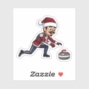  Notenkraker Curling Speler Vakantie Wintersporten Sticker
