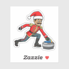  Notenkraker Curling Speler Vakantie Wintersporten Sticker