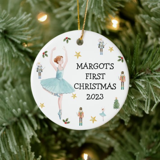 Notenkraker Eerste Kerstmis Bauble Keramisch Ornament (Boom)