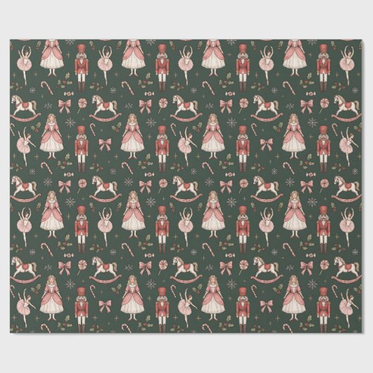 Notenkraker Elegant Ballet Kerstmis Cadeaupapier (Vlak)