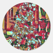 Notenkraker en Kerstboom Ronde Stickers