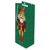 Notenkraker en Kerstmis Woorden Tall Wijn Cadeautas (Voorkant Gekanteld)