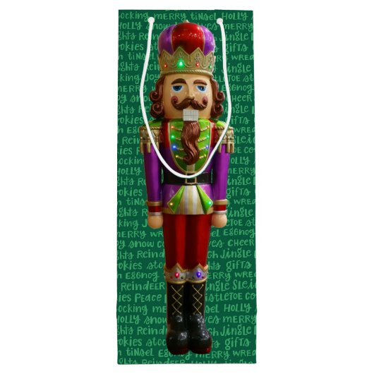 Notenkraker en Kerstmis Woorden Tall Wijn Cadeautas (Achterkant)