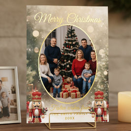 Notenkraker Familie Foto Prettig Kerstfeest Folie Feestdagenkaart