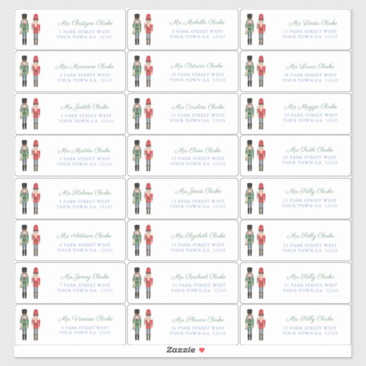 Notenkraker familie kerst Kaarten adres Sticker (Vel)