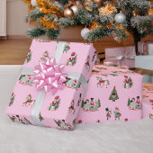 Notenkraker Feestelijke Roze Kerstvakantie Cadeaupapier