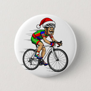 Notenkraker fietser Kerstmis Fiets Kerst Sport Ronde Button 5,7 Cm