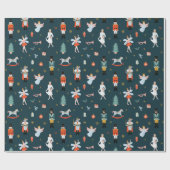 Notenkraker Folk Art Kerstmis Cadeaupapier (Vlak)