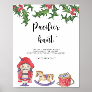 Notenkraker - fopspeen jacht baby shower spel post poster