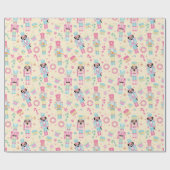 Notenkraker Geel Roze Blauw Kerst Feestdagen Cadeaupapier (Vlak)