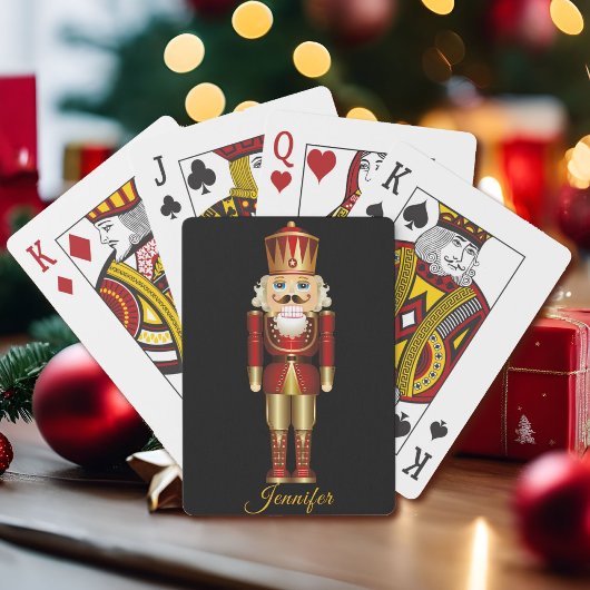 Notenkraker Goud Rood Personaliseer Naam Gift Pokerkaarten
