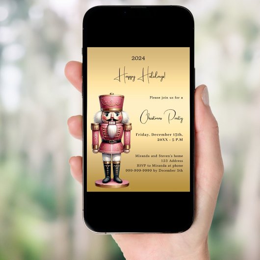 Notenkraker gouden kerstfeest kaart