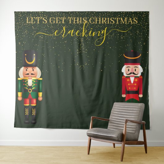 Notenkraker Green Christmas Photo Booth Achtergron Wandkleed (In Situ (horizontaal))