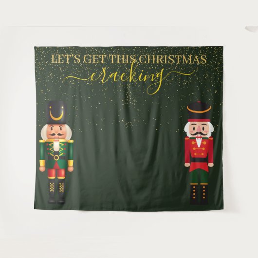 Notenkraker Green Christmas Photo Booth Achtergron Wandkleed (Voorkant (horizontaal))